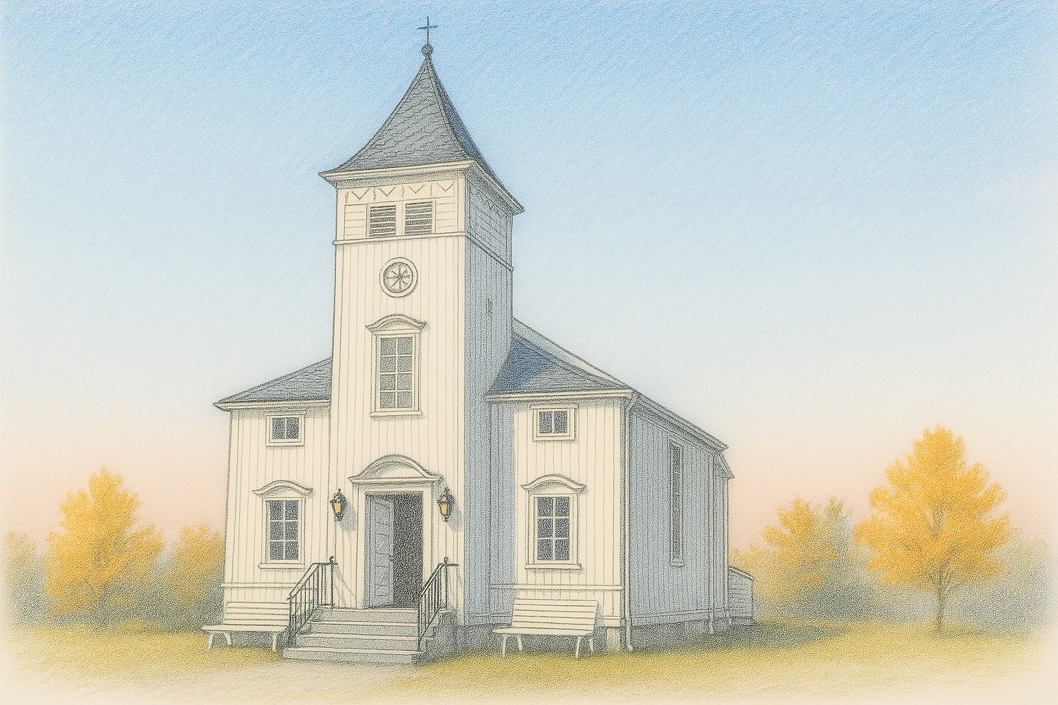 KI-generert bilde av Nærsnes kirke