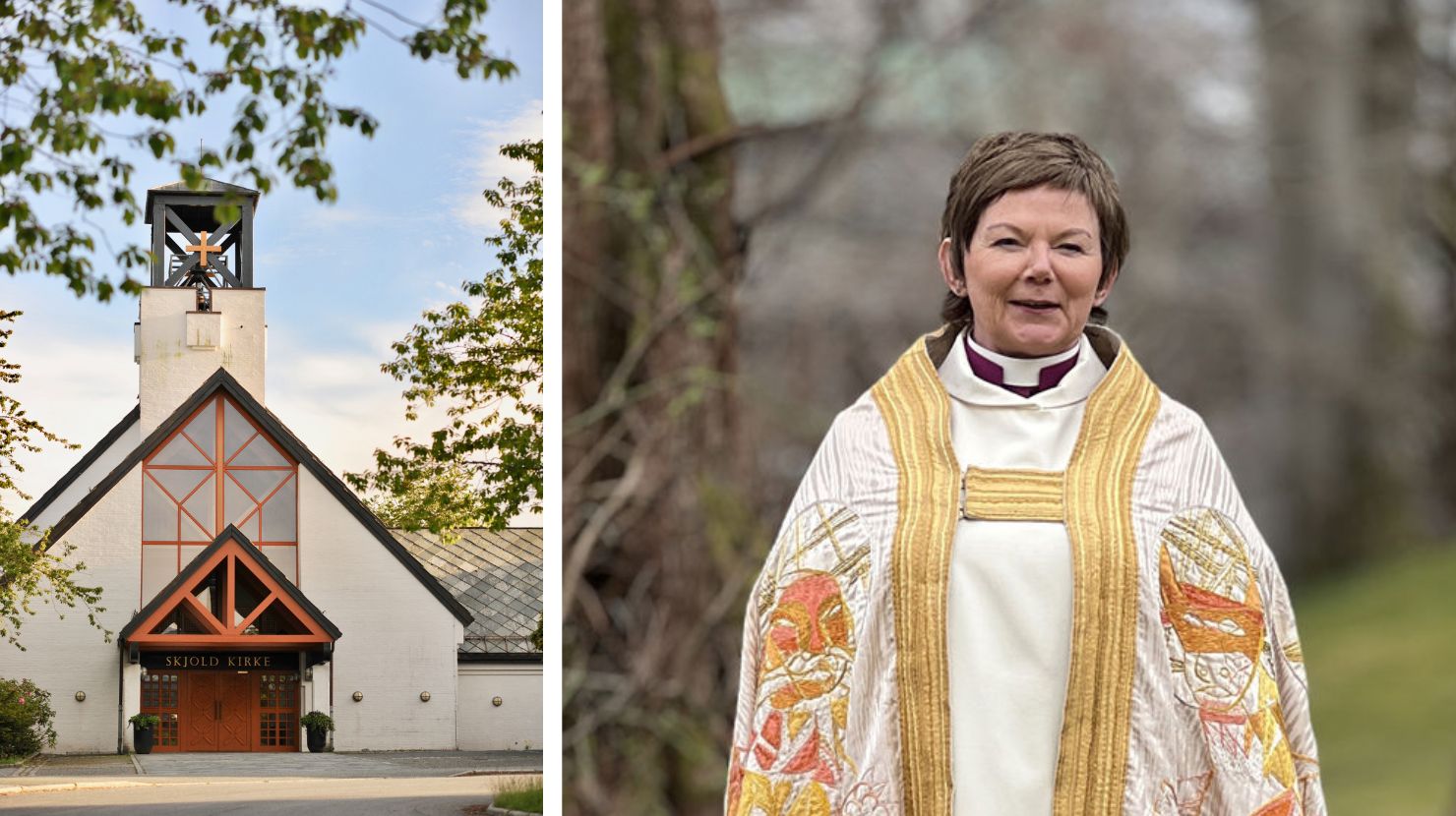 Biskop Ragnhild Jepsen deltar på vigslingsgudstjenesten i Skjold kirke i juni. Foto: BKF og Bjørgvin bispedømme