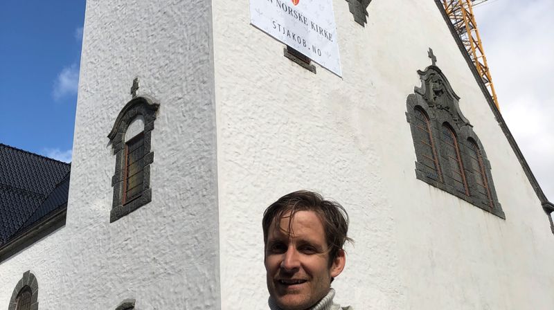 Prosjektkoordinator Andreas Lønsmo Knudsrød på besøk hos St.Jakob