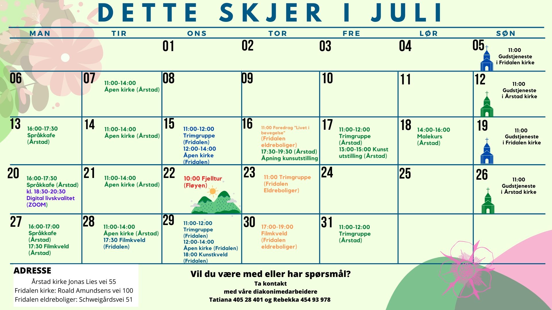 Sommeraktiviteter i Årstad og Fridalen menigheter