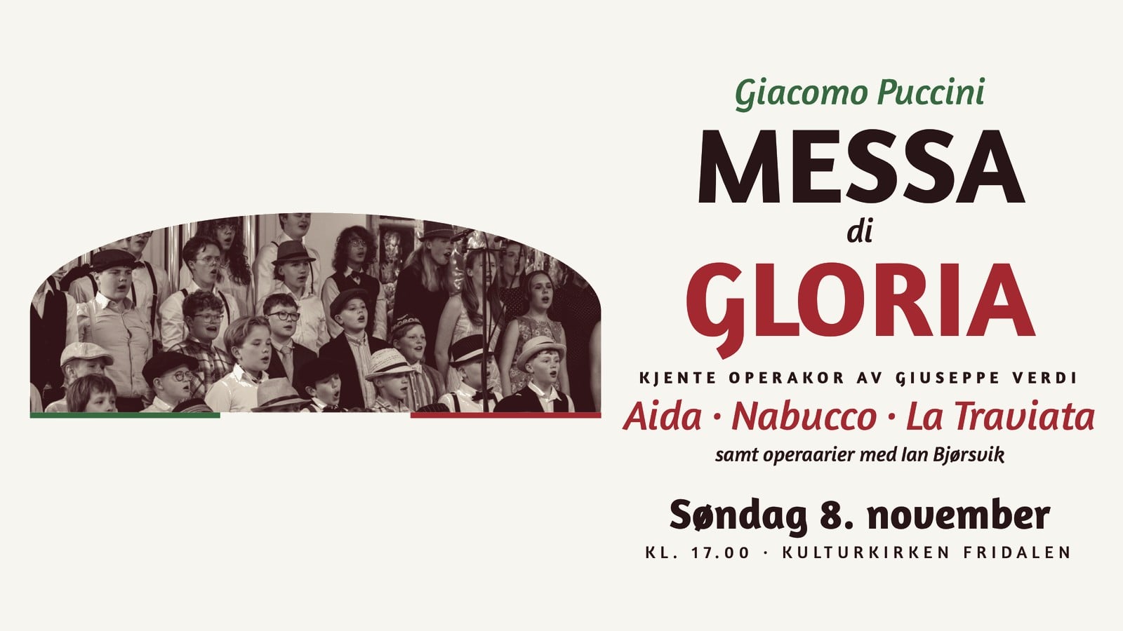 Collegium Vocale synger Puccinis Messa di Gloria og operakor av Verdi søndag 8. november kl. 17.00.