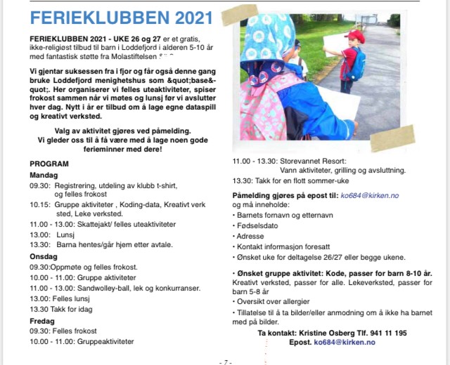 FERIEKLUBBEN 2021 ER NÅ FULLTEGNET!
