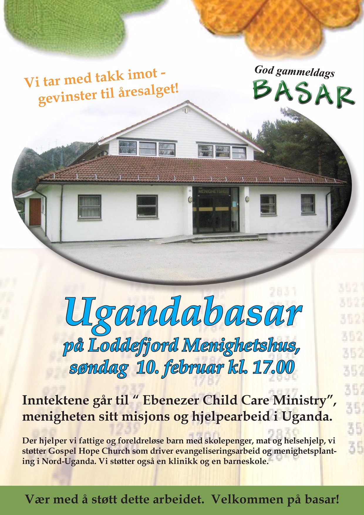 Velkommen til Ugandabasar søndag 10. februar kl 17.00 i Loddefjord menighetshus