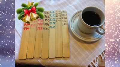 Loddårer og kaffekopp på bord, julepynt