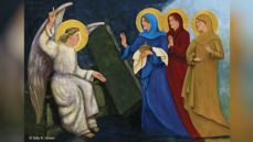 «Three Marys at the Tomb» («Tre Mariaer ved graven»), akrylmaleri av Sally K. Green.