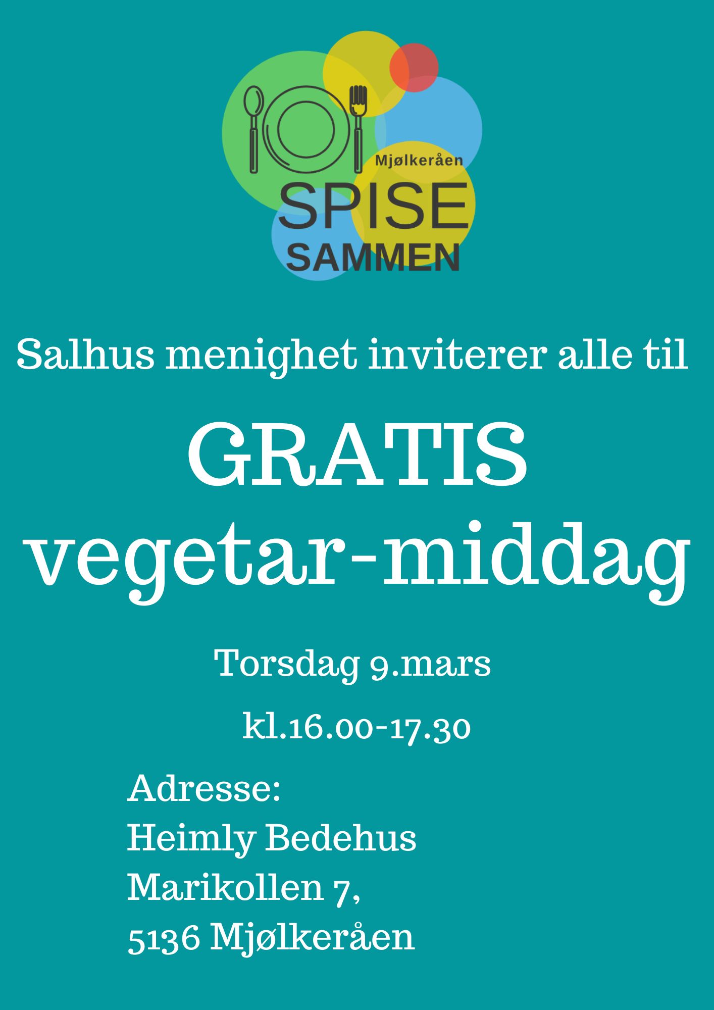 Velkommen til "Spise sammen" torsdag 09.03.2023 på Heimly Bedehus