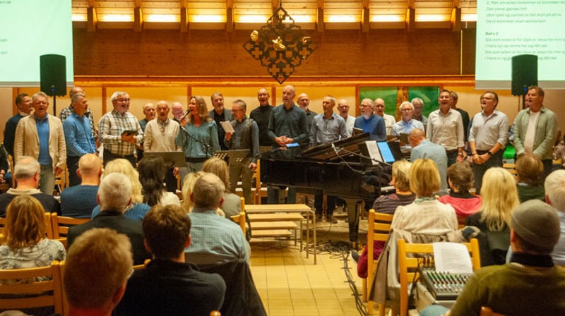 Mannskoret inviterer til nytt på sangkveld, her fra sangkvelden i oktober i fjor.