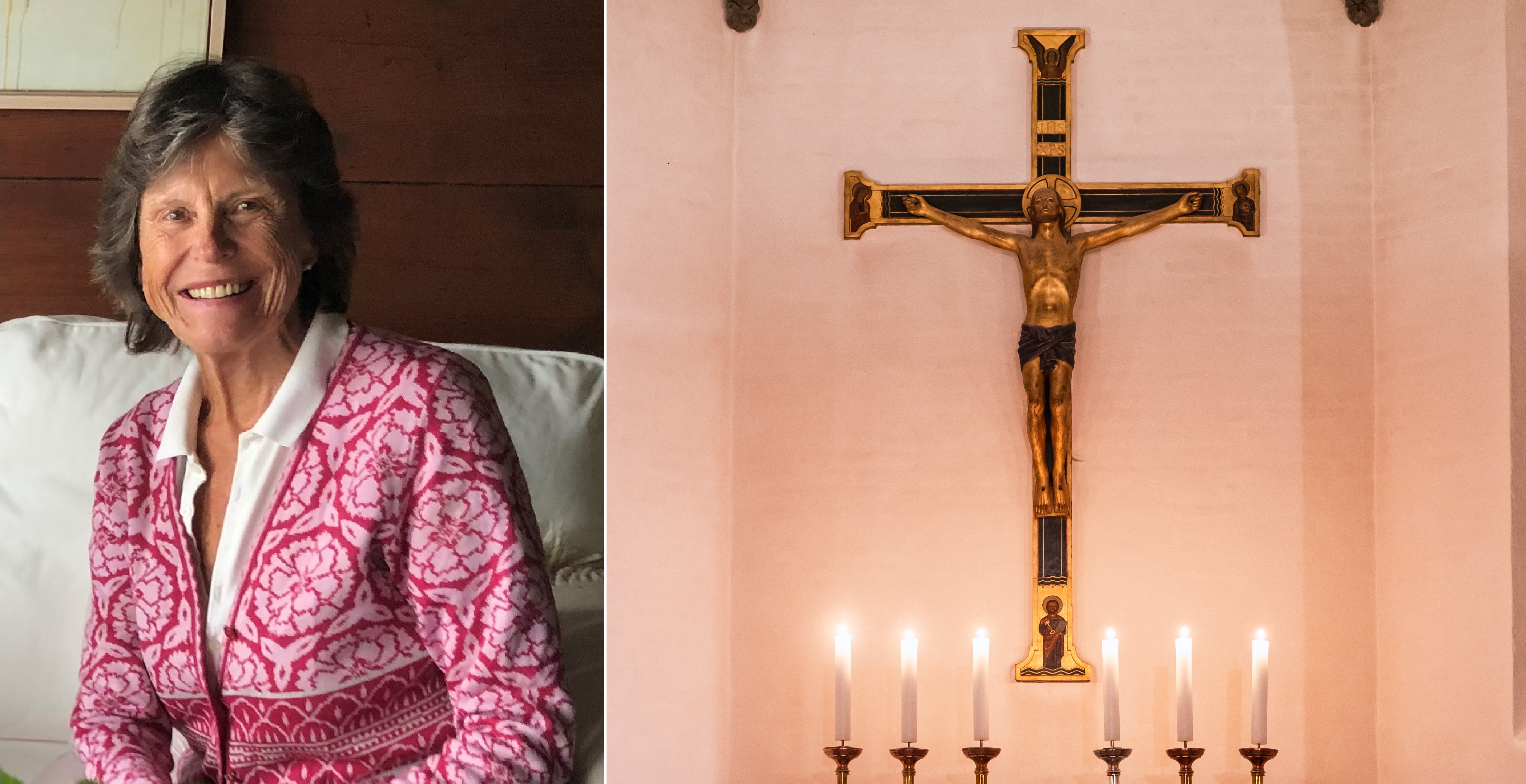 Astrid Mohn (Foto: privat) / Krusifikset i Storetveit kirke er en kopi av det i som henger i Nidaros-domen. (Foto: Åse Solvi) 