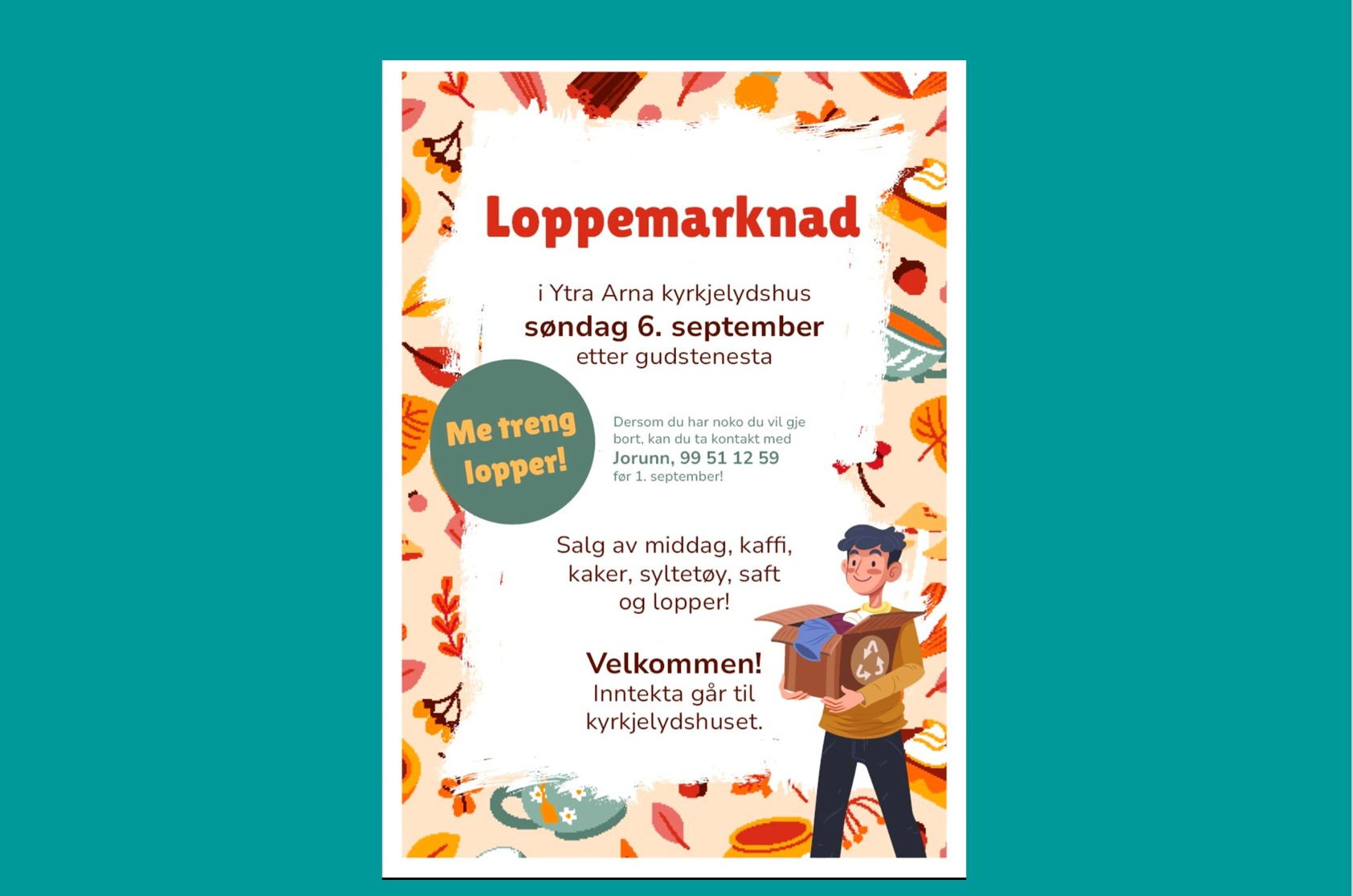 Loppemarknad i kyrkjelydshuset