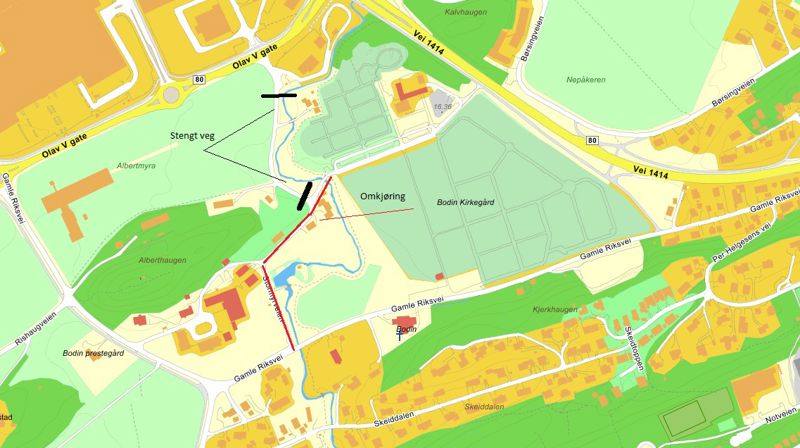 OBS! Omkjøring til krematoriet grunnet arbeid