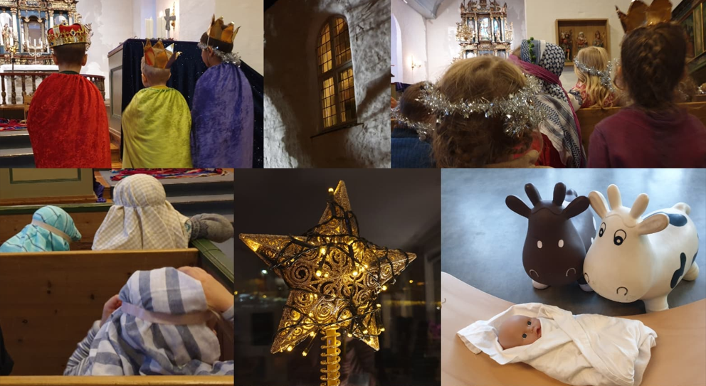 Små nysgjerrige gjetere og engler følger engasjert med på fortellingen om da Jesus ble født. Foto: Sandra Persson