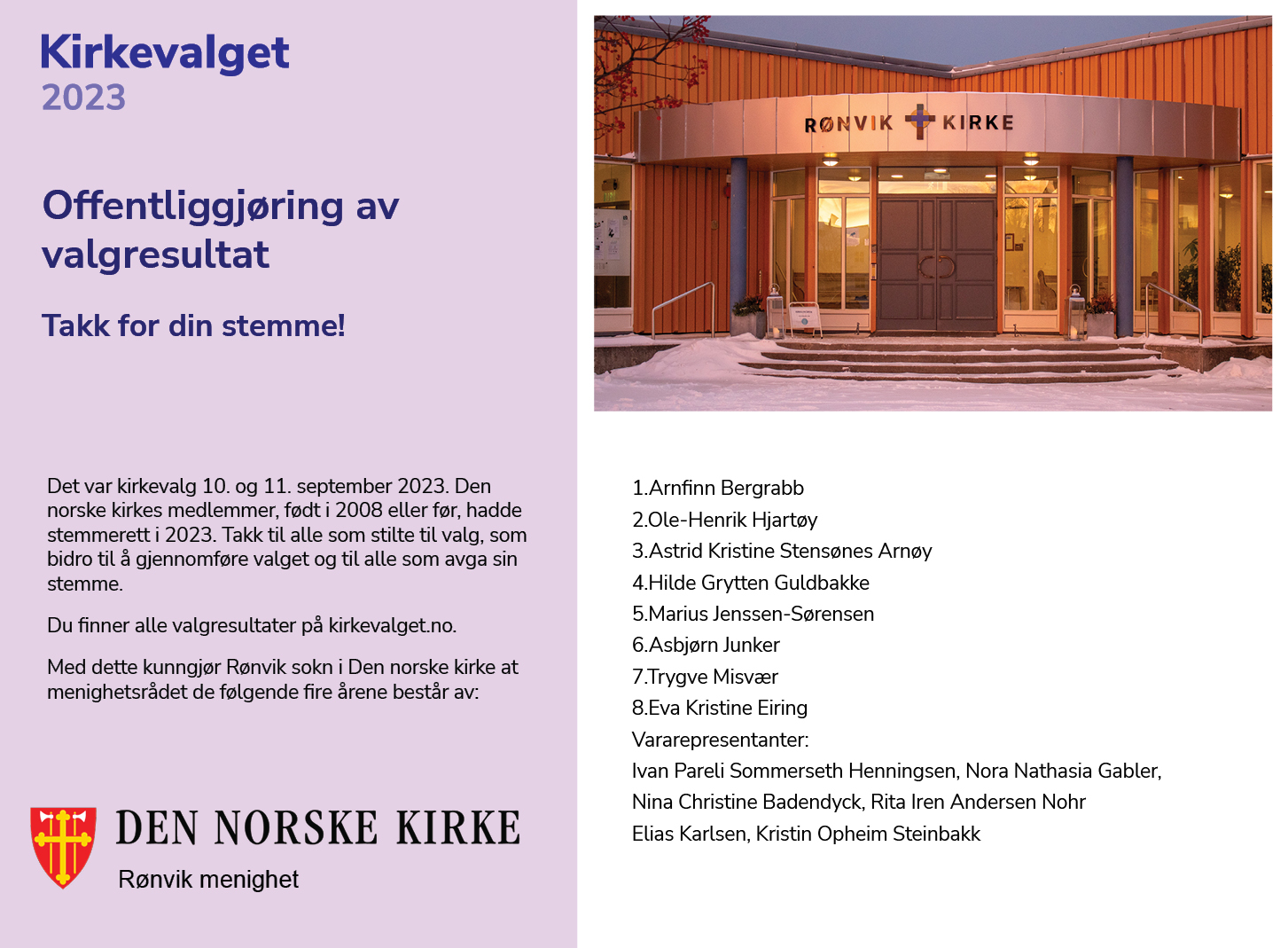 Kirkevalg 2023 - Rønvik menighetsråd