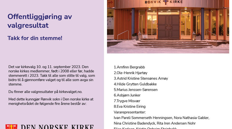 Kirkevalg 2023 - Rønvik menighetsråd