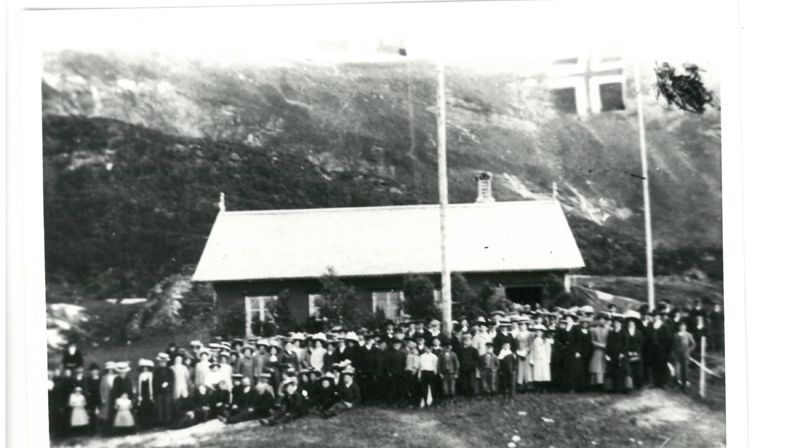 Kretsmøte på Kløkstad 1924-25. Foto: Ukent.