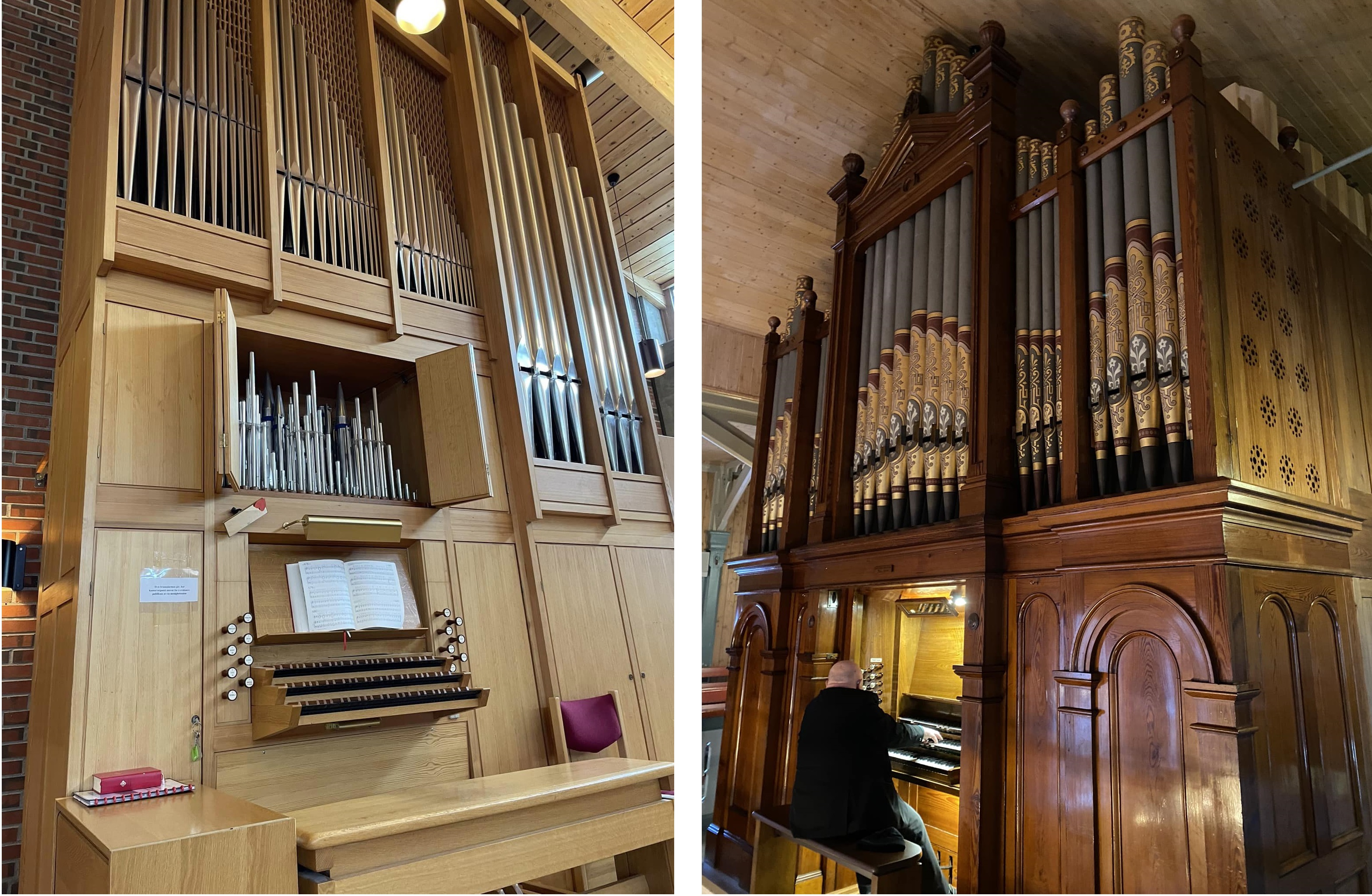 Kirkeorglene i Tverlandet og Saltstraumen kirker.