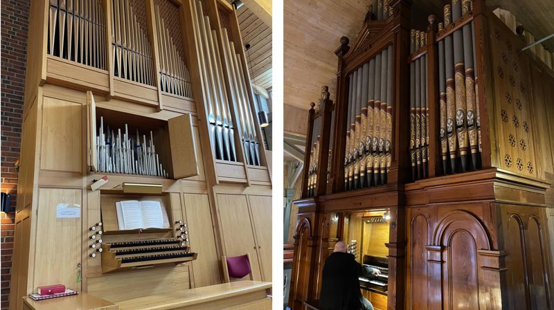 Kirkeorglene i Tverlandet og Saltstraumen kirker.