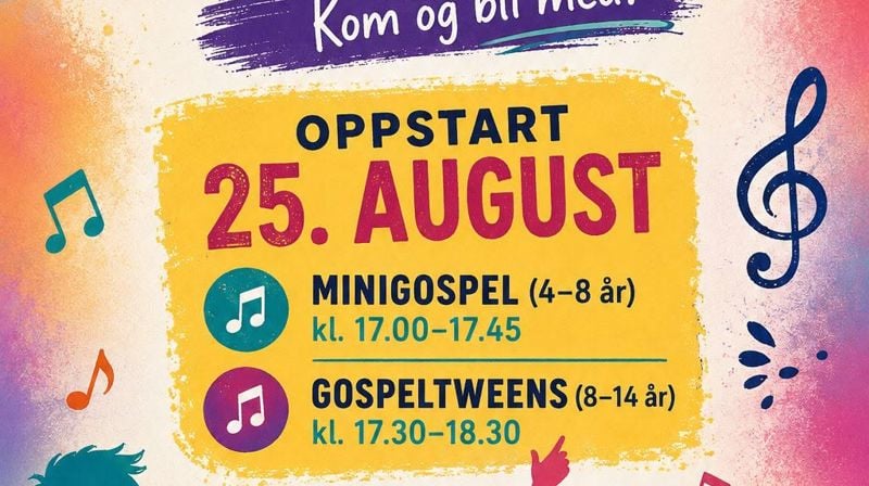 Oppstart av Minigospel og GospelTweens tirsdag 25. august