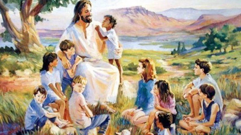 Illuastasjon av Jesus og barna