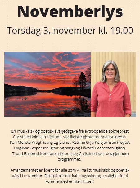 Novemberlys i Mjøndalen kirke 3. november kl. 19.00