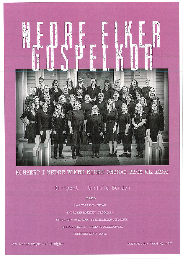 Konsert i Nedre Eiker kirke onsdag 22. juni kl. 18.30