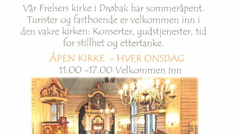 Sommeråpent Drøbak kirke fra 23. juni