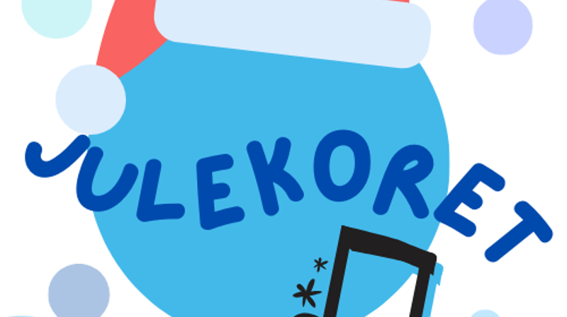 Logo til "julekoret". Sirkel med navnet og musikknote.