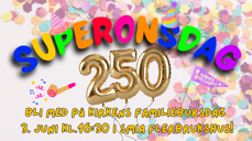 Logobilde, "Superonsdag, 250, Bli med på kirkens familiebursdag 3. juni kl. 16:30 i Smia Flerbrukshus".