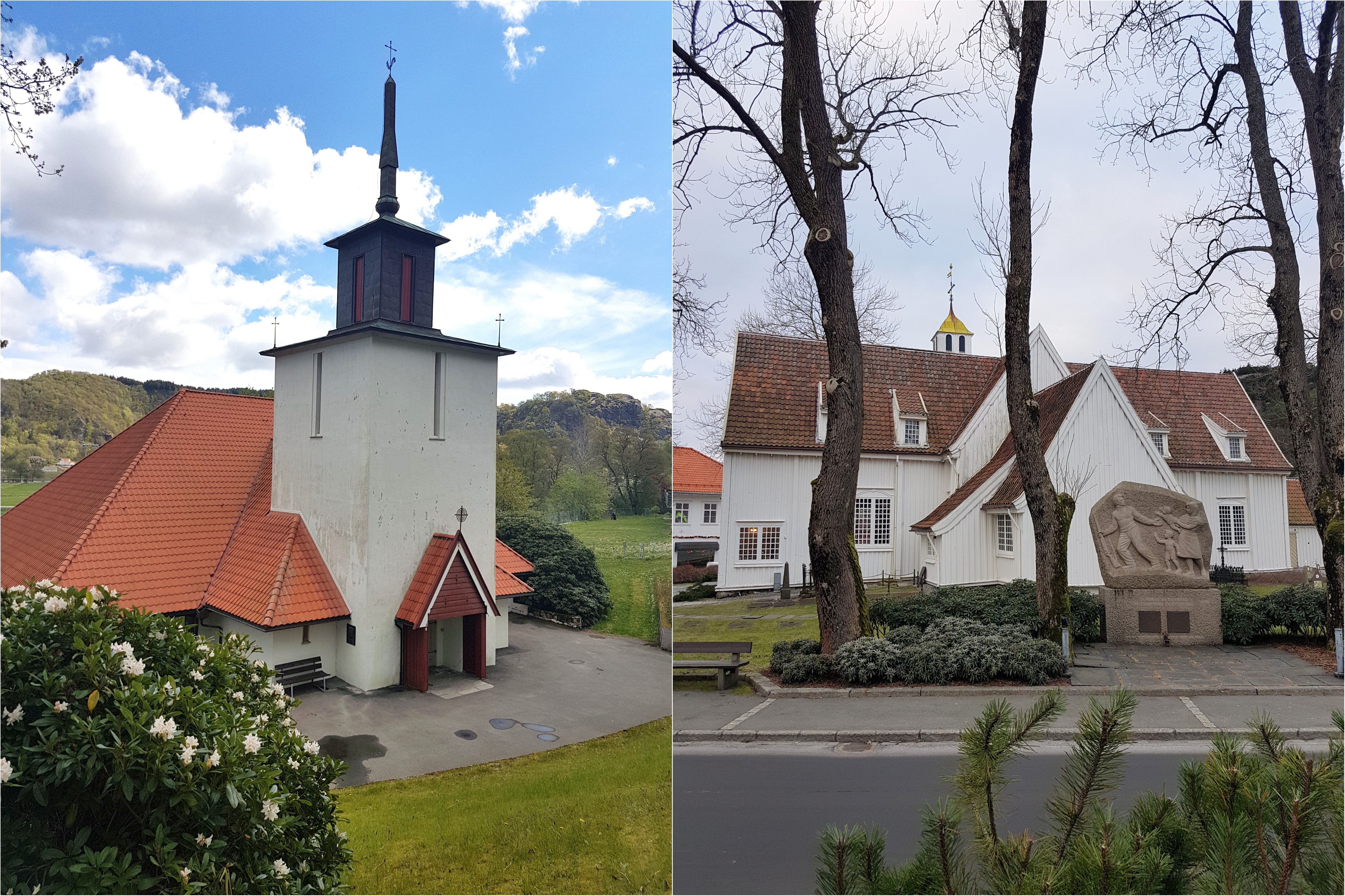 Bakkebø kirke og Egersund kirke.