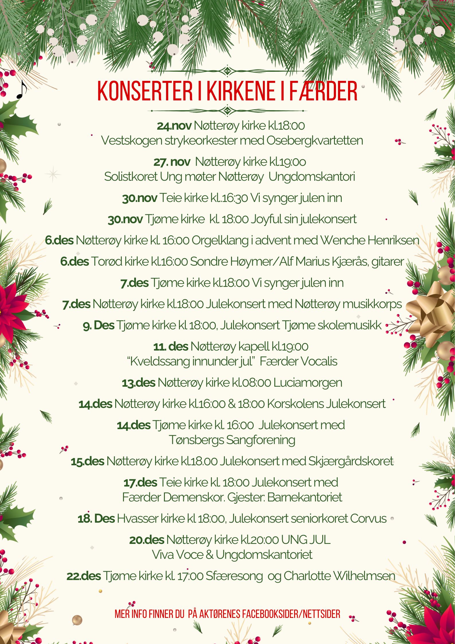 Plakat med julekonserter