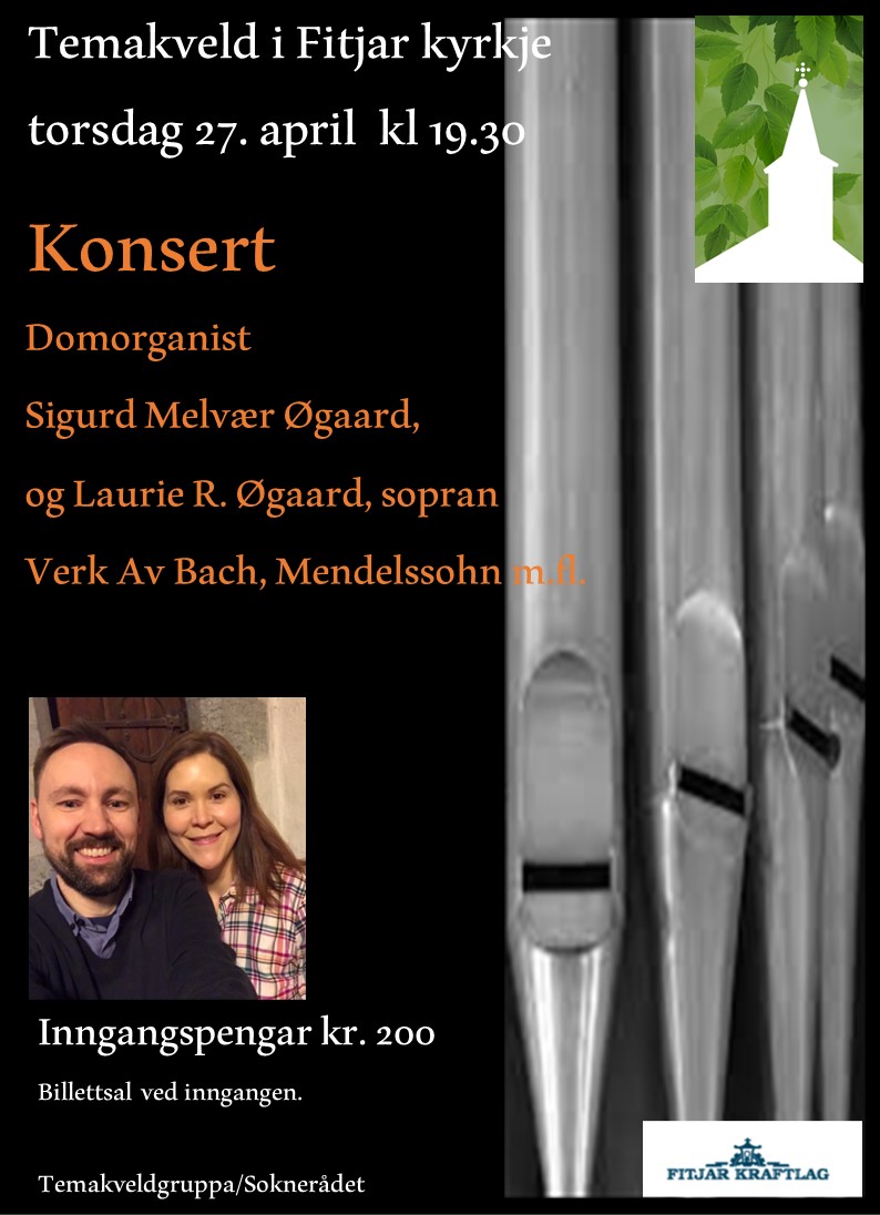 Plakat for temakveld med Sigurd og Laurie Øgaard