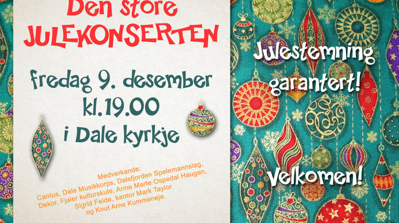 Fredag 9. desember i Dale kyrkje kl. 19.00