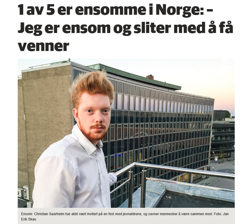 Faksimile fra oppslag om ensomhet 13. juni 2018