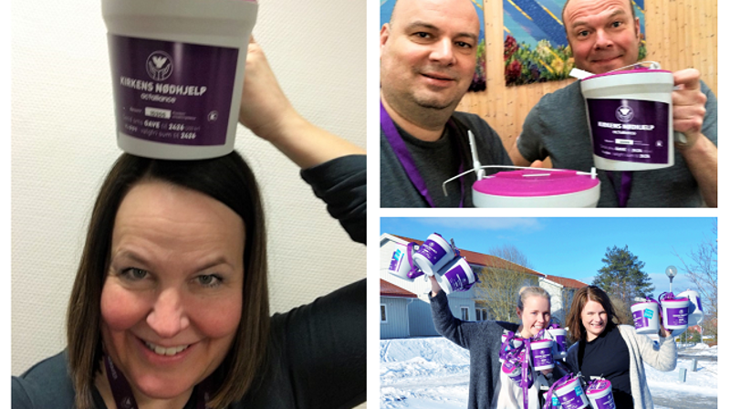 Innsamlingsansvarlige under årets fasteaksjon. Fra venstre med klokken: Frøydis Romarheim (Onsøy og Gressvik), Runar Godø og Paul Kristian Steiro (Borge), Ingunn W. Helgesen og Madelene Leidland (Rolvsøy).