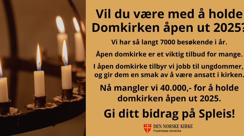 Vil du bidra til å holde Fredrikstad domkirke åpen?