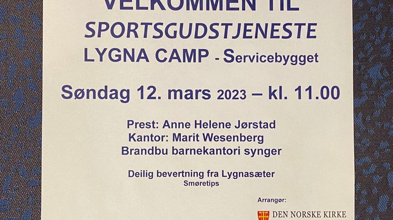 Sportsgudstjeneste på Lygna Camp 12. mars 2023.