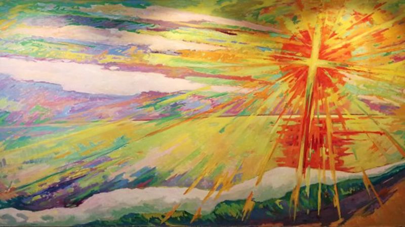 Maleriet henger i tilbygg til Ål kirke (foto Knut Bøe).