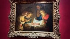 Adoration of the Child av Gerrit van Honthorst avfotografert fra Uffizigalleriet i Firenze (Hamar bispedømmeråd).