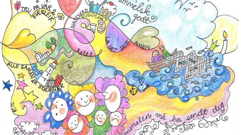 Pinsa er kyrkja sin bursdag og pinsehelga i Hareid har eit fyldig program. Illustrasjon: Bente Andreassen Pilskog