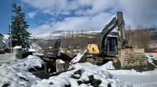 No er det Kyrkjegata sin tur til å bli stengd. Foto: Hareid kommune/Erlend Friestad