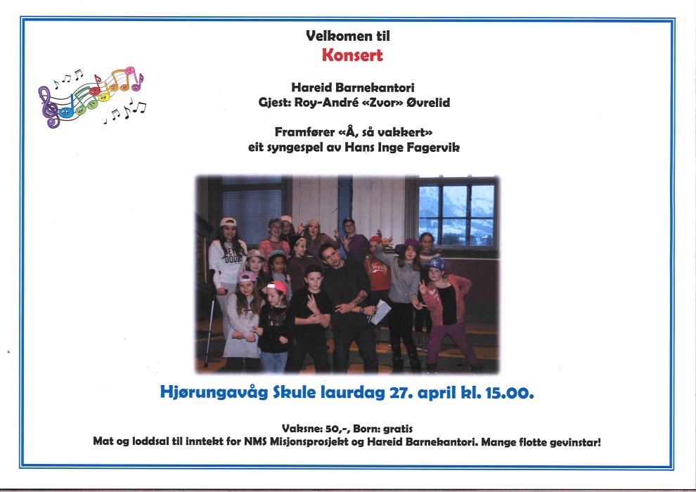 Konsert 27. april på Hjørungsvåg skule