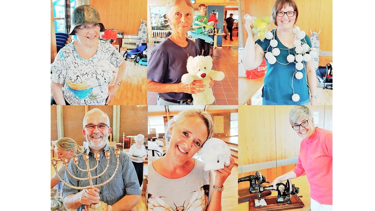 Lyslenke, hodeskalle eller en antikk hjelm? Du finner det meste på Vår Frelsers menighets loppemarked.