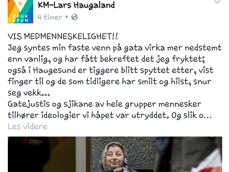 Skjermdump fra KM-Lars sitt Facebook-innlegg.