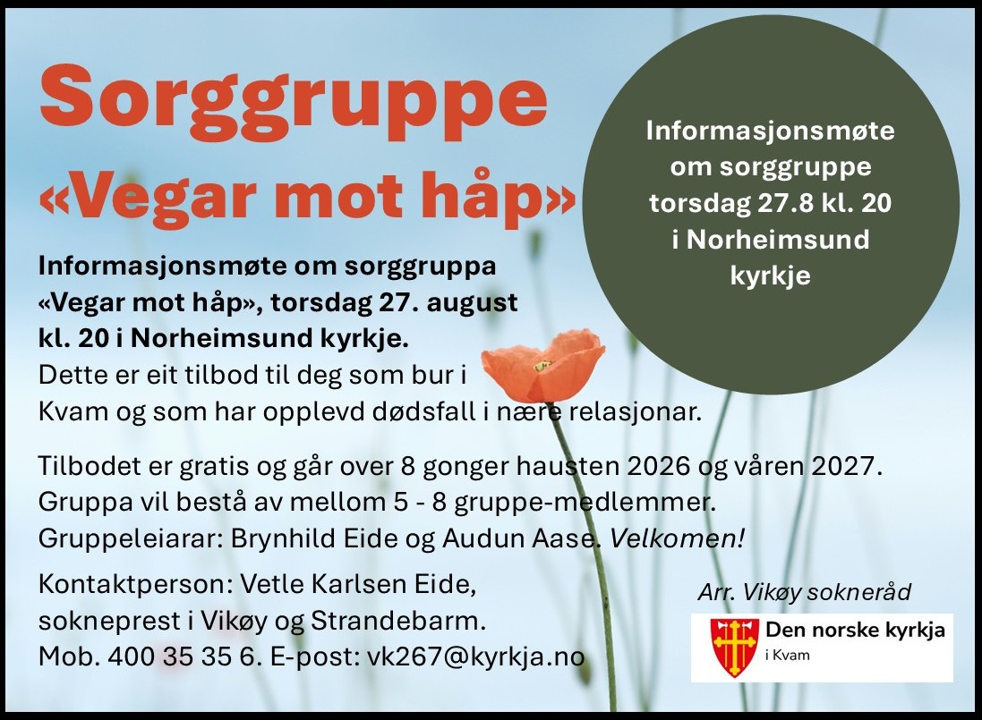 Har du mista nokon nære? No kan du bli med i sorggruppe i Norheimsund kyrkje.