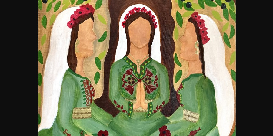 “Palestinske kvinner i bønn” av kunstner Halima Aziz.