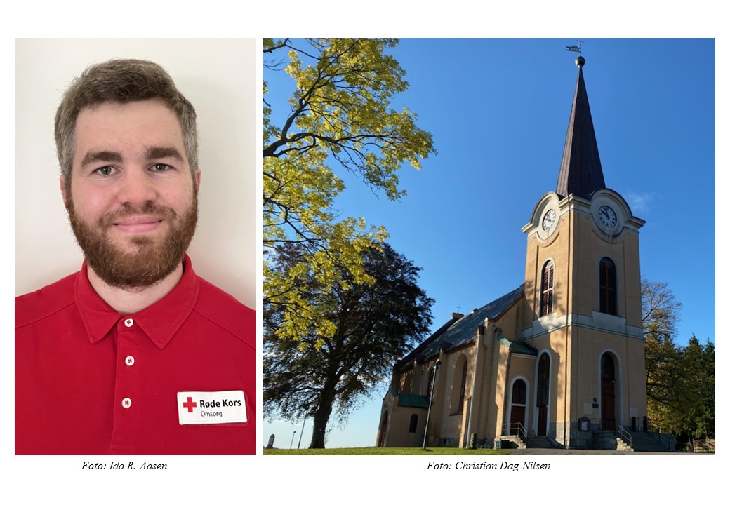 Christian Dag Nilsen er frivillig medarbeider i Røde Kors. Sammen med Distriktsrådet for Omsorg har han som medlem av Distriktsrådet tatt initiativ til konserten i Larvik kirke. Foto: Ida R. Aasen og Christian Dag Nilsen.
