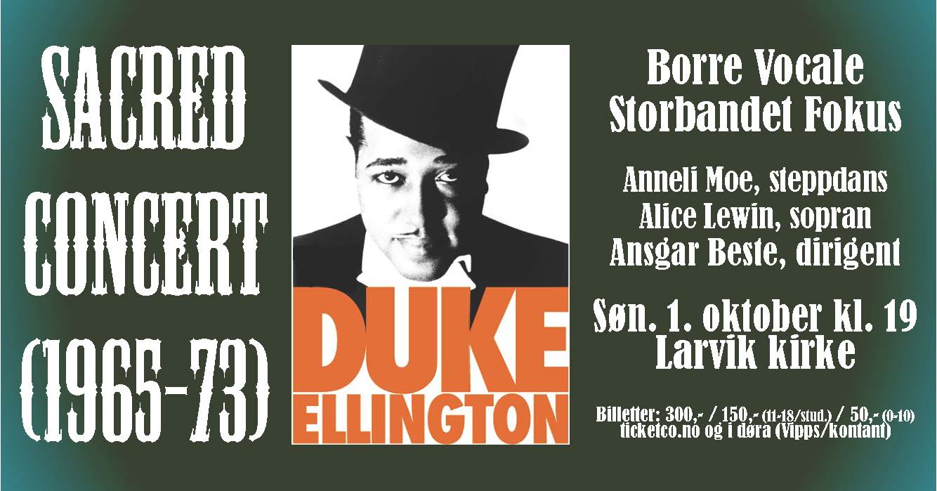 Konsertplakat, Sacred Concert (1965-73), Larvik kirke 1. oktober.