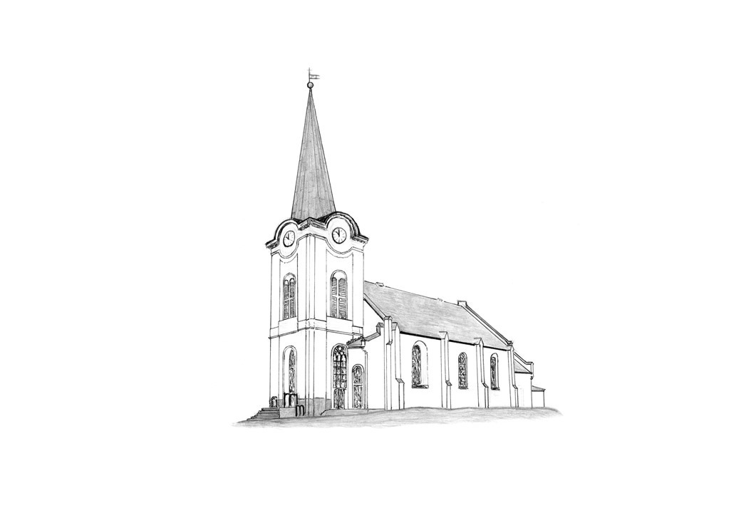 Larvik kirke, tegnet av Christian Dag Nilsen
