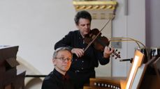 Bratsjisten Semjon Kalinowsky (Ukraina/Tyskland) og organisten Guy Poupart (Luxemburg/Norge)