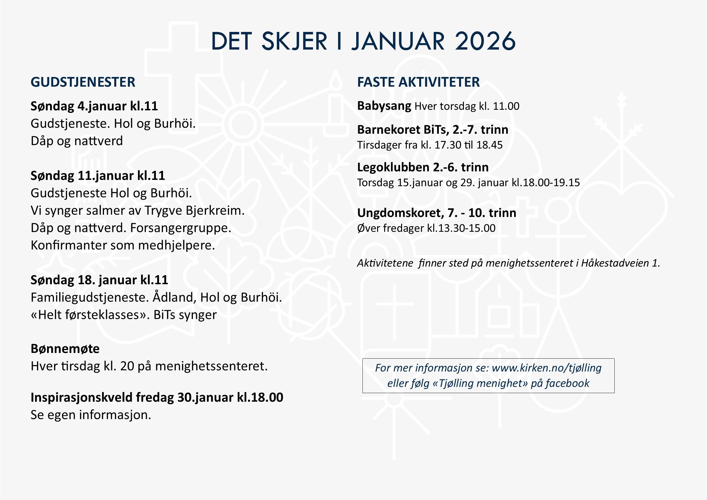Programoversikt for Tjølling menighet.