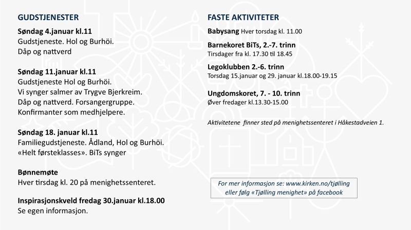 Programoversikt for Tjølling menighet.